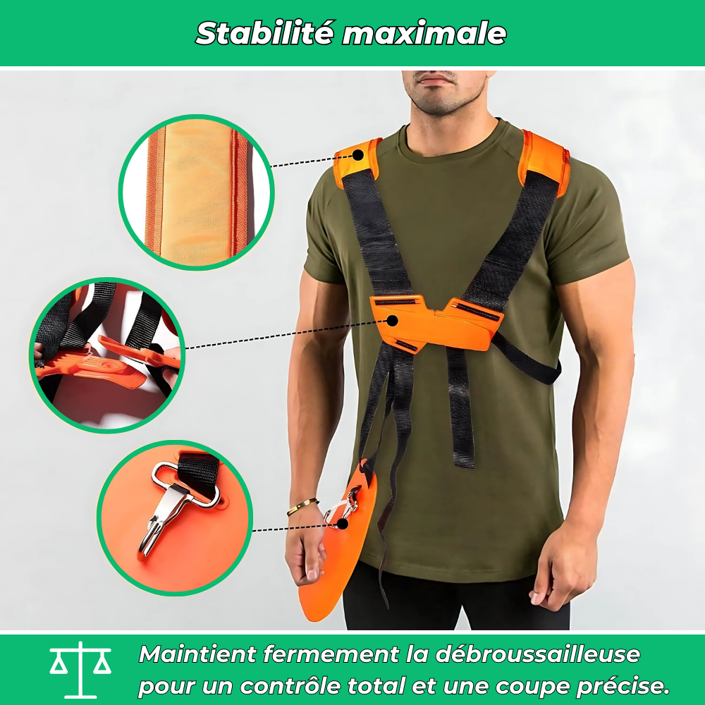 Harnais pour Débroussailleuse – Confort et Support pour Jardinage Intensif