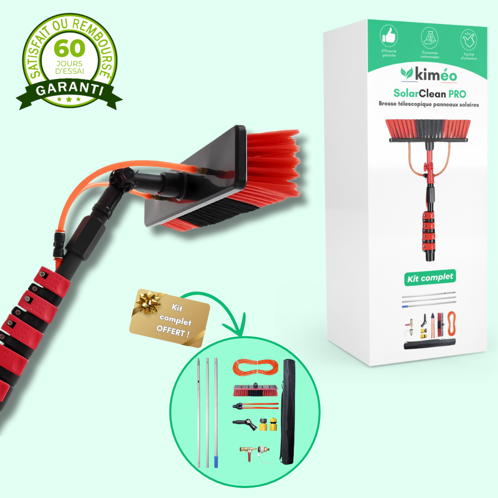SolarClean PRO Brosse Télescopique Haute Performance pour Panneaux Solaires – Nettoyage Efficace et Pratique