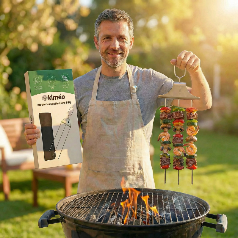 Broch’Max| Brochettes 3-en-1 pour Barbecue | Acier Inoxydable | 1+1 Offert
